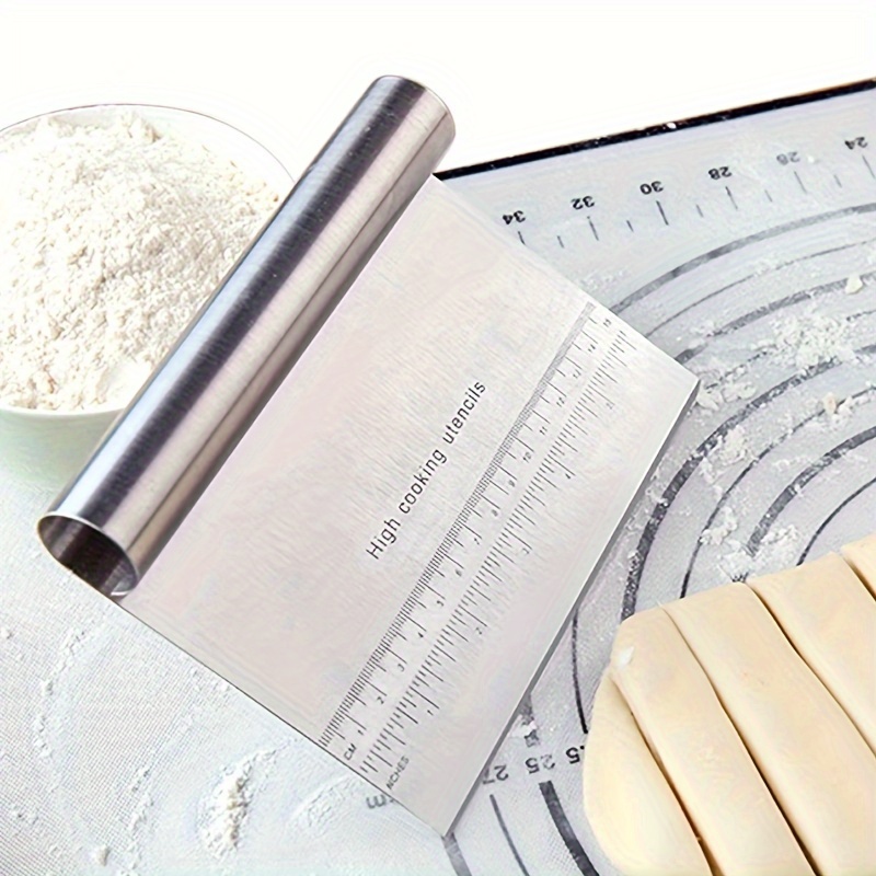 2pcs Stainless Steel Dough Scraper & Chopper - 6 Inch Multi-Purpose Kitchen  Tools with Measuring Markings, Cutter for Dough, Pizza, Cake,Griddle