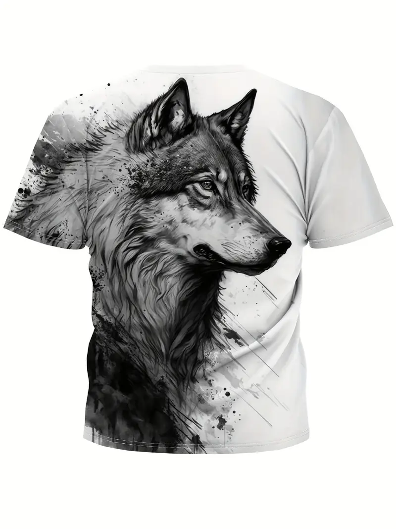 anime cool wolf mens fashion short sleeve crew neck t shirt summer outdoor as gifts details 1