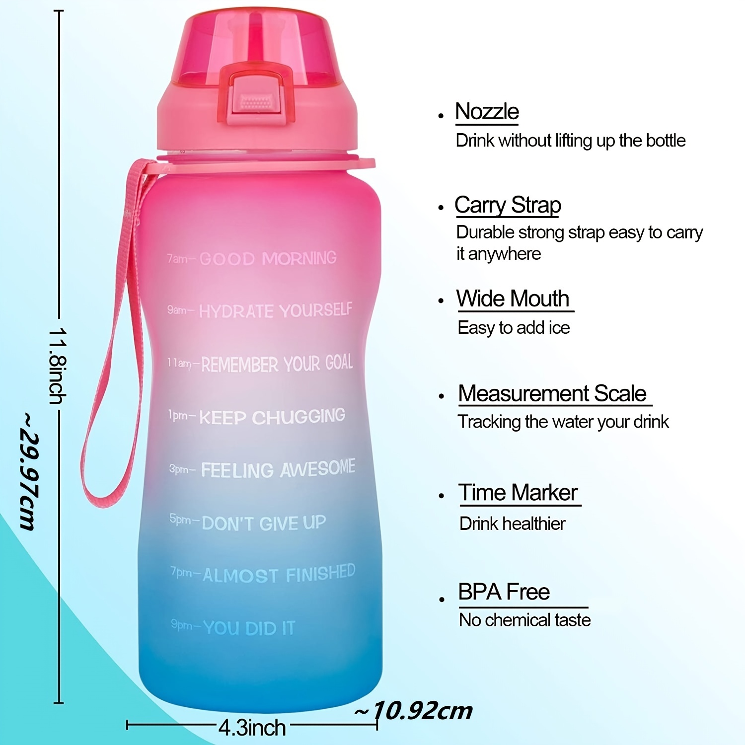 280ml bpa free plastic h2o slim