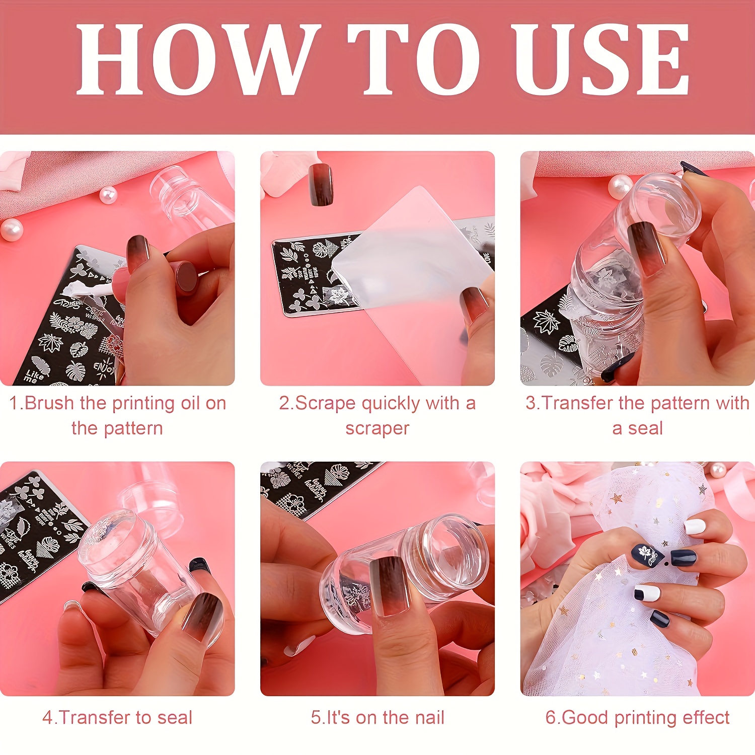 Rectangle Clear Silicone Nail Art Stamper With Scraper Nail - Temu