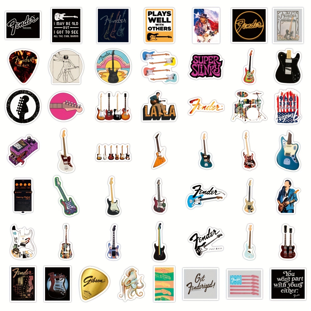 100Pcs Music Decals Stickers for Adults - Laptop Stickers for Water Bottles  Rock Band Stickers Waterproof Vinyl Stickers for Guitar - Skateboard