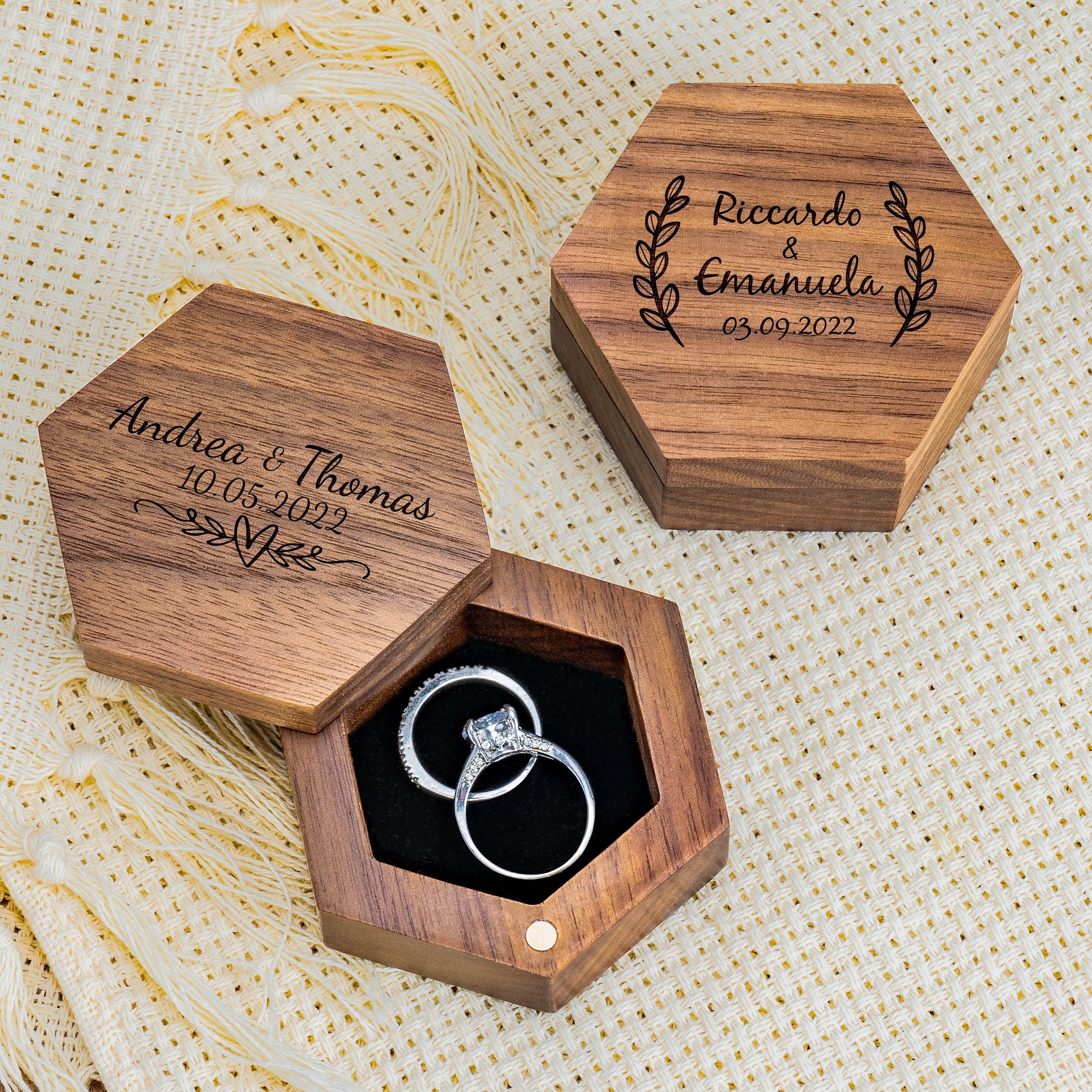 Custom Engraved Engagement Ring Box Custom Square Wooden - Temu