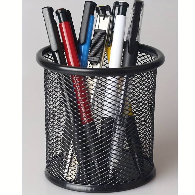 4 Packs Wire Mesh Pencil Holder Metal Pen Cup Desk Pen Organizer Case Pencil Jar Black For