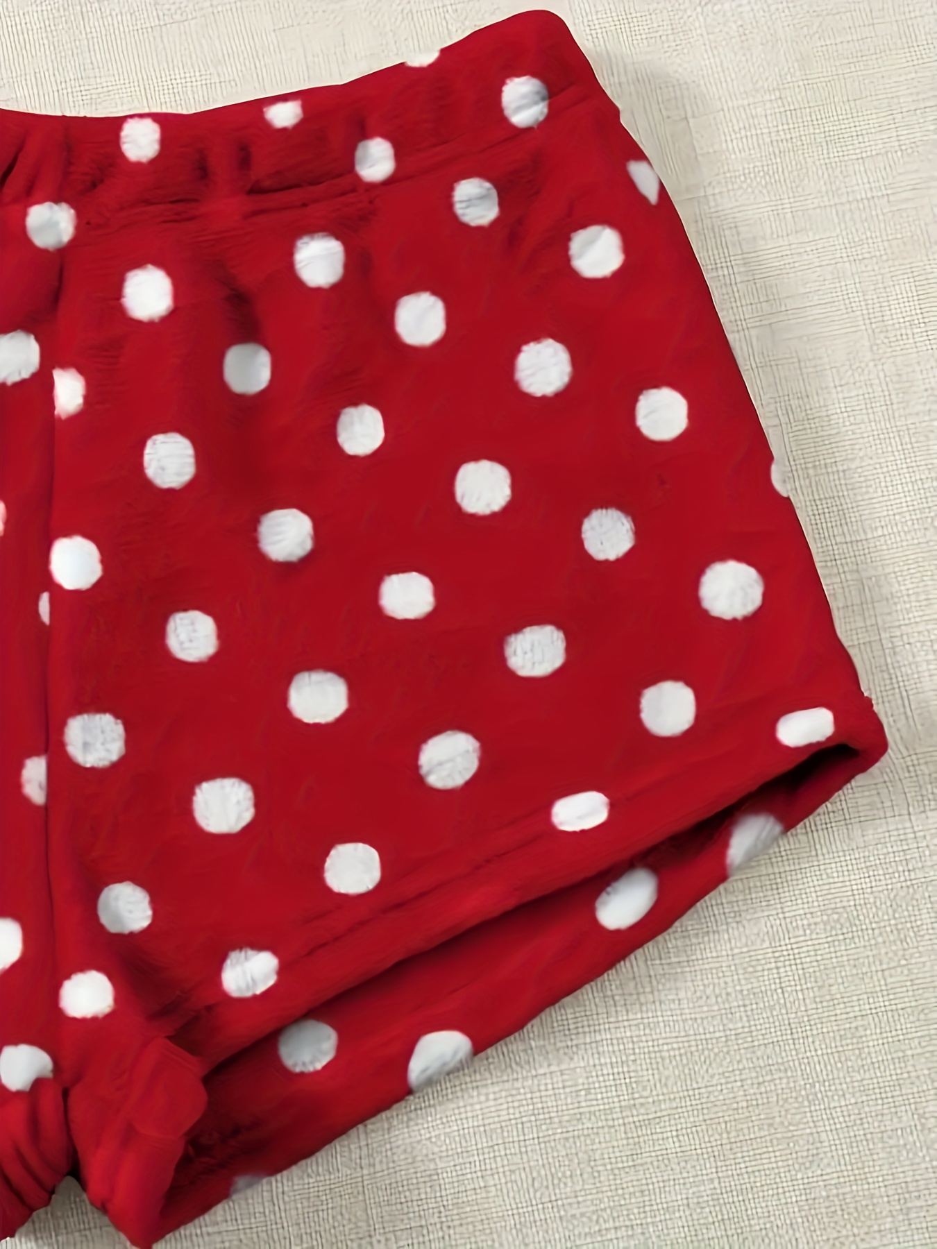 Fuzzy Fleece Pajama Set with Polka Dot Shorts