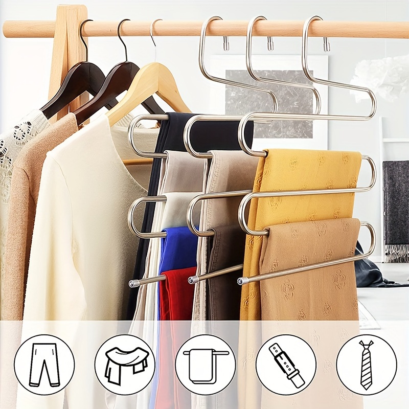 organize your closet with these durable multilayer stainless steel s shape hangers 4