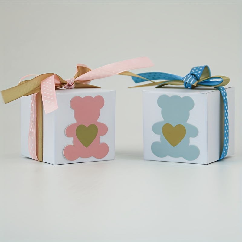 Cajas de regalo de fiesta de bebé, cajas de dulces con cintas para fiesta  de revelación de género, recién nacidos, baby shower, recuerdos de fiesta