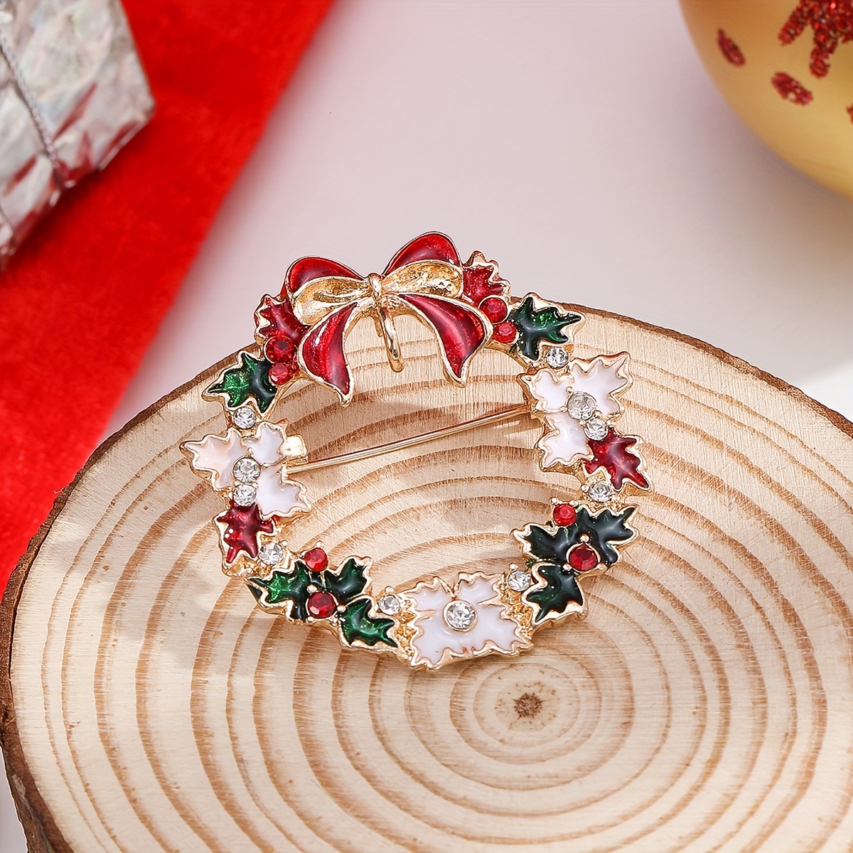 Christmas Gift Alloy Brooch Pin Inlaid Colorful Rhinestone - Temu