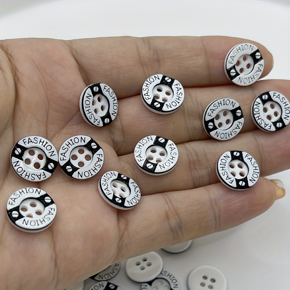 50pcs/pack White Color 4 Holes Buttons Shirt Buttons For Men Apparel  Supplies Sewing Accessories Size 0.43inch