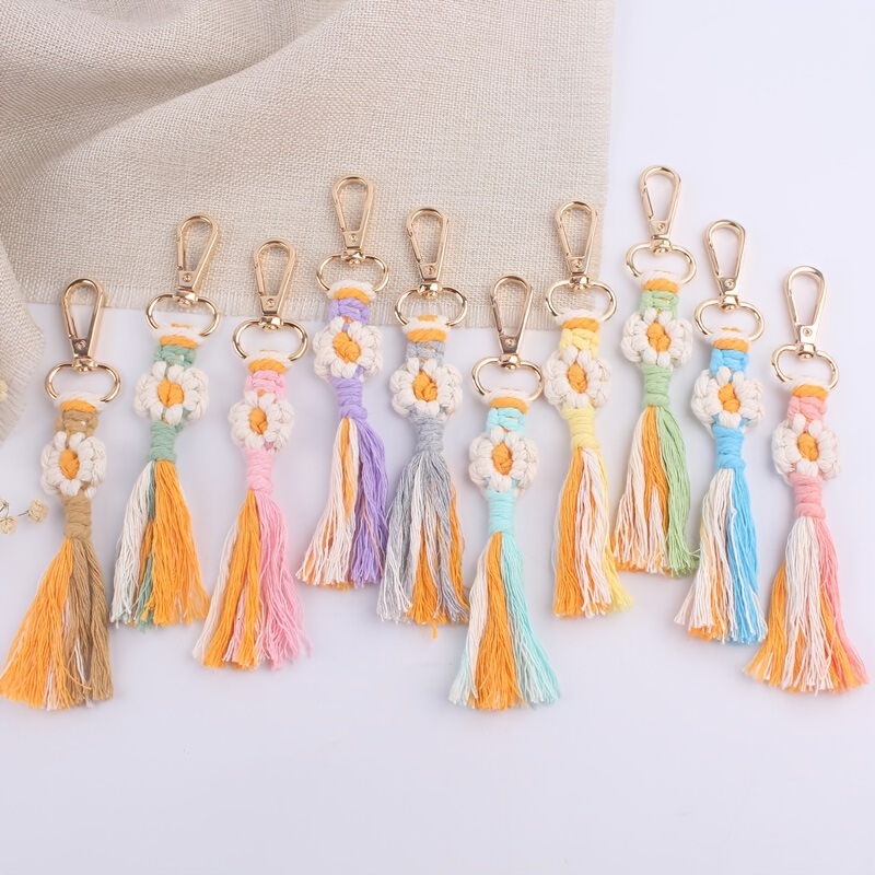 Flowers Charms Enameled Keychain Chain Tassel Keyring Purse - Temu