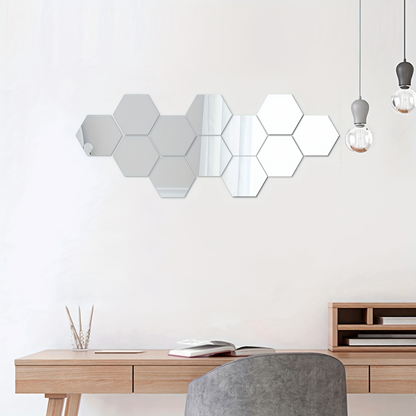 Hexagonal Mirror Wall Stickers Three dimensional Acrylic - Temu