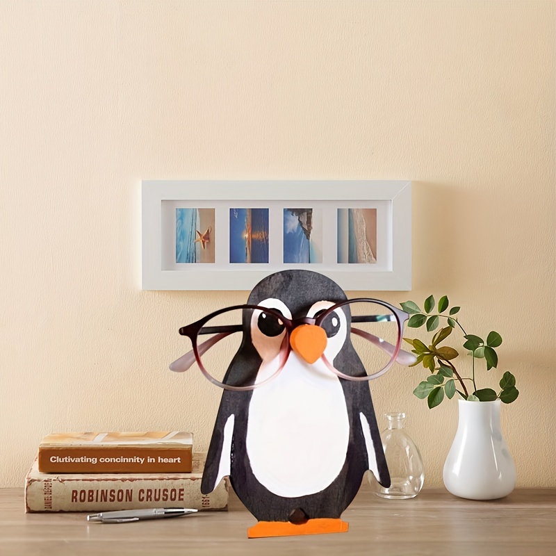 1pc Eyeglass Stand, Wood Cute Glasses Stand Holder, Wooden Home Decorative  Animal Penguin Cartoon Dog Spectacle Eyeglass Holder Display Stand, Room De