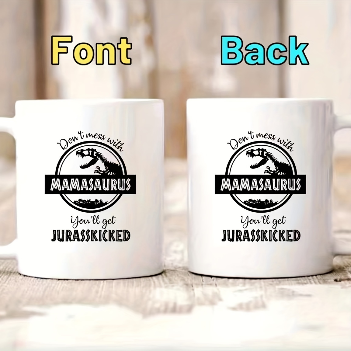 Mamasaurus Mug jurassic coffee cup tea blank ceramic dinosaur 8 ounces baby  mama gift baby shower birthday toddler cups water