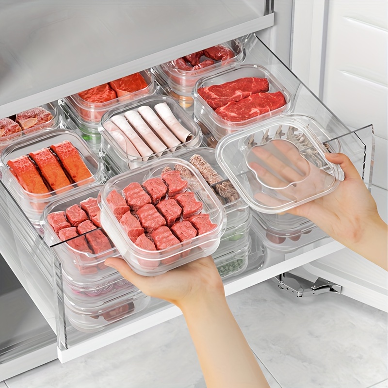 Refrigerator Storage Box Fridge Organizer Meat Fruit Vegetable Food  Container Sealed Fresh Box with Lid Kitchen Accessories