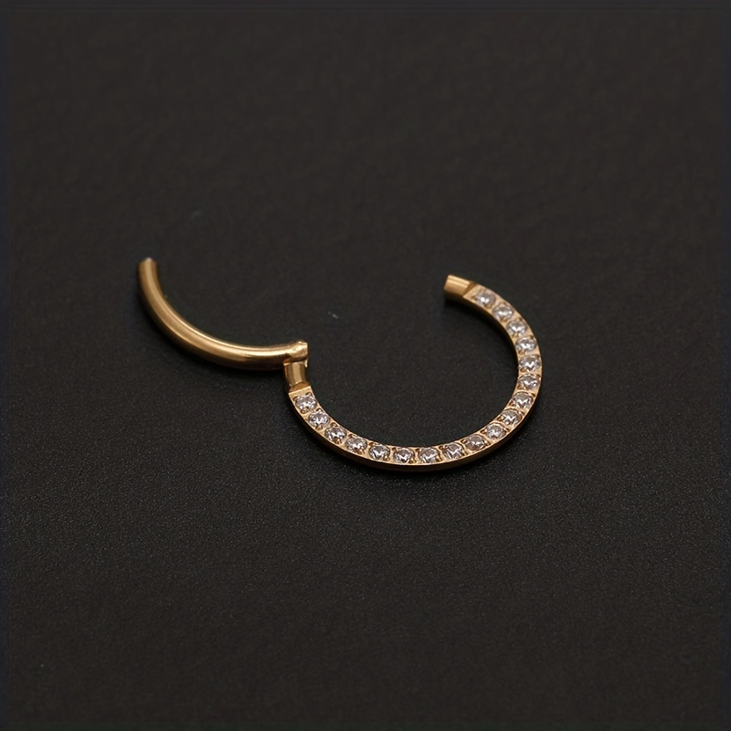 Hinged Nose Ring with Zircon Inlay
