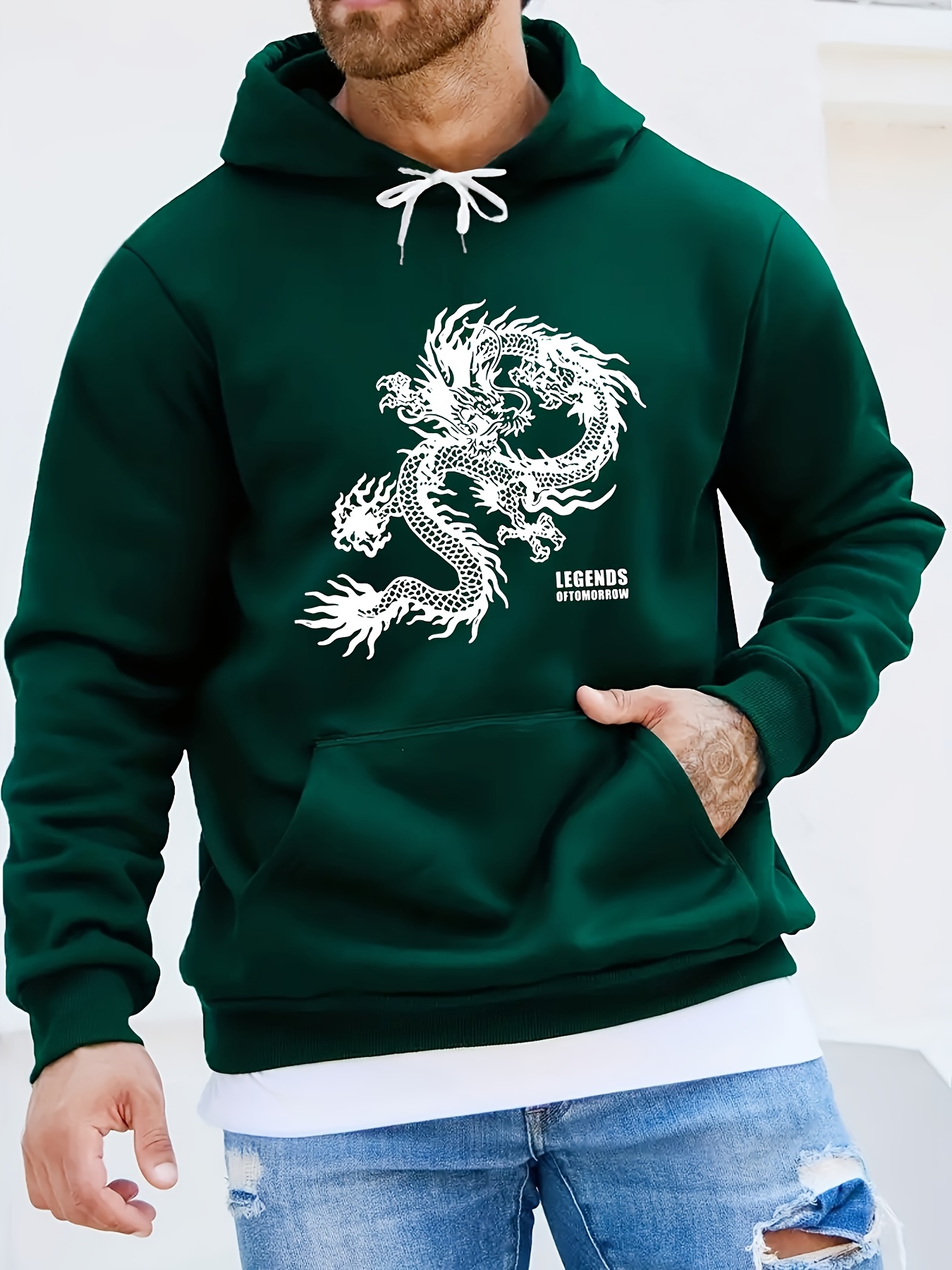 Dragon Print Hoodie Cool Hoodies Men Men's Casual Pullover - Temu Ireland