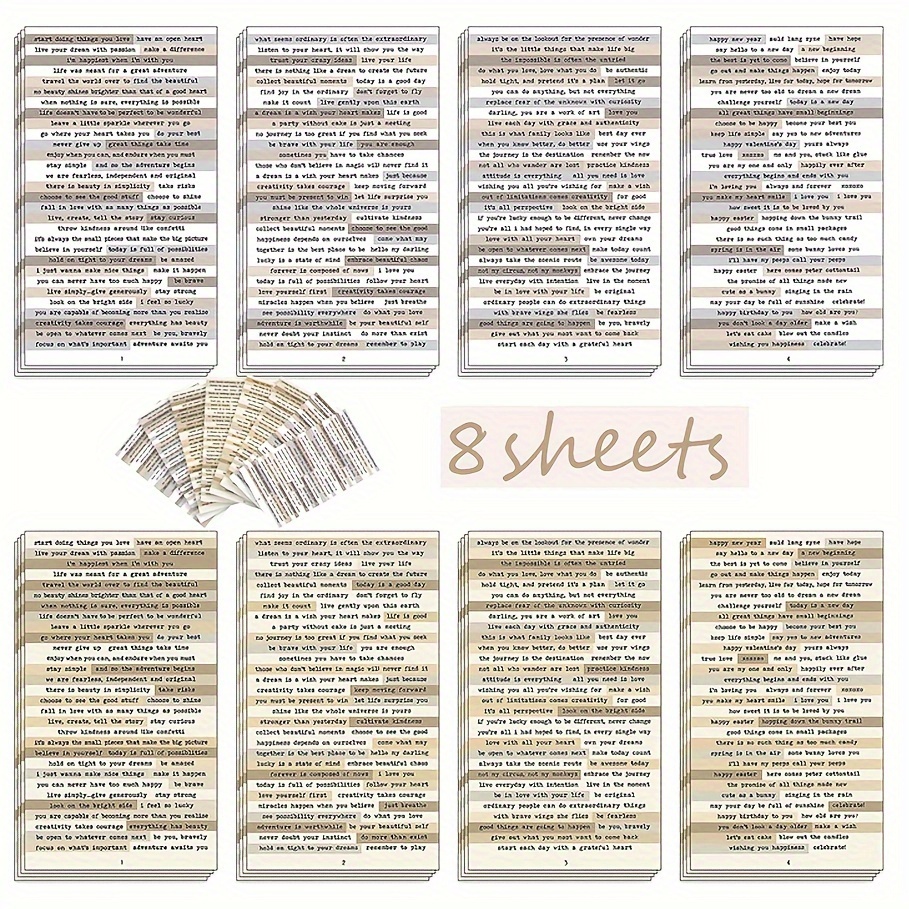 2370 Pcs Word Stickers for Journaling,40 Sheets Quote Stickers Gold Foil  Small Talk Stickers for Junk Journal Craft,Scrapbooking Supplies for Bullet