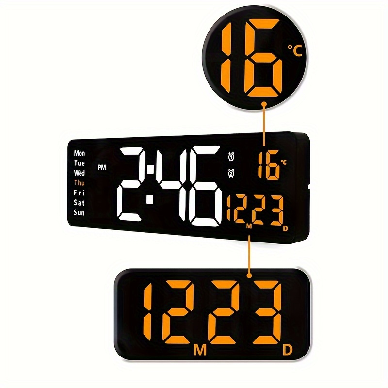 1pc Reloj Pared Digital Control Remoto, Temperatura, Fecha, Semana, 10  Niveles Brillo Automático Manual, Reloj Mesa Temporizador 99 Minutos 99  Segundos, 2 Alarmas, Reloj Despertador Led 12/24 Horas Decoración Sala  Oficina - Hogar Cocina - Temu