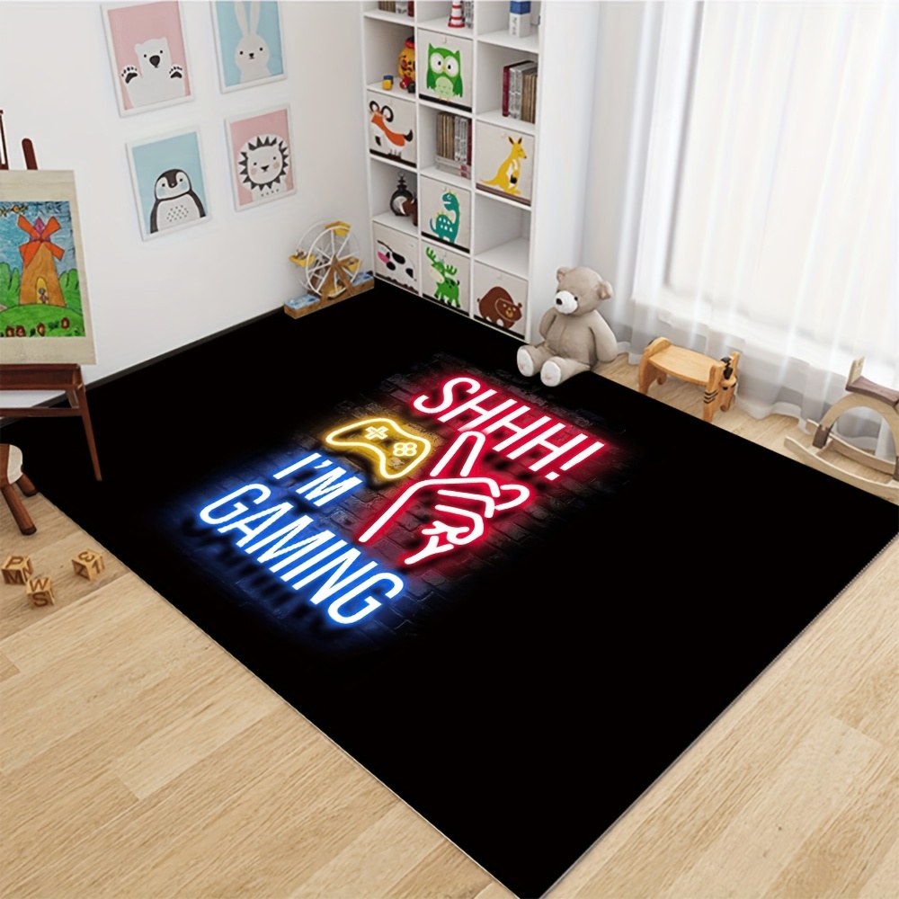 3D Gaming Area Rug Machine Washable Living Room Gamepad Carpet