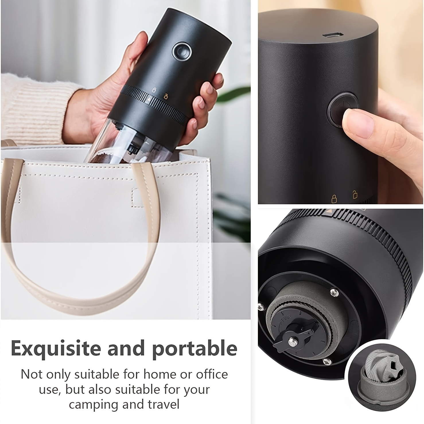 Electric Coffee Grinder New Upgrade Mini Portable Coffee Bean Grinder