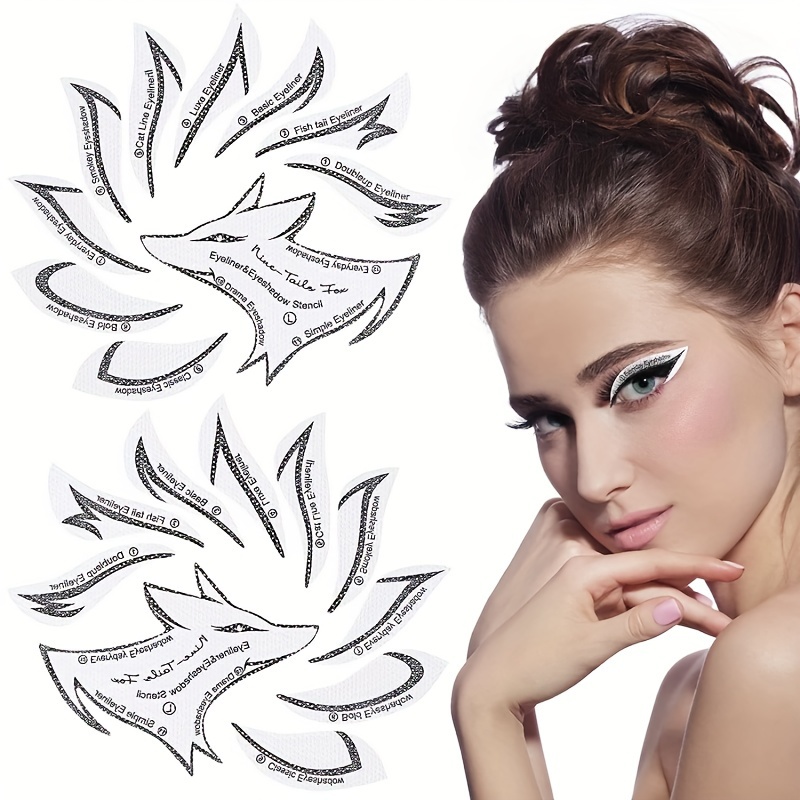 24pcs Eyeliner And Eyebrow Stencils Set Easy Grooming & Styling