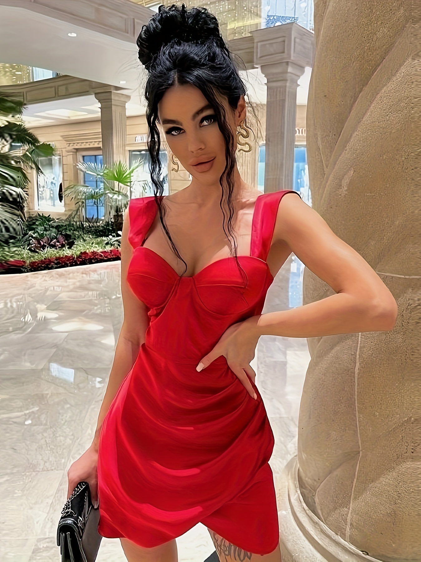 Sexy Woman Red Dress - Temu