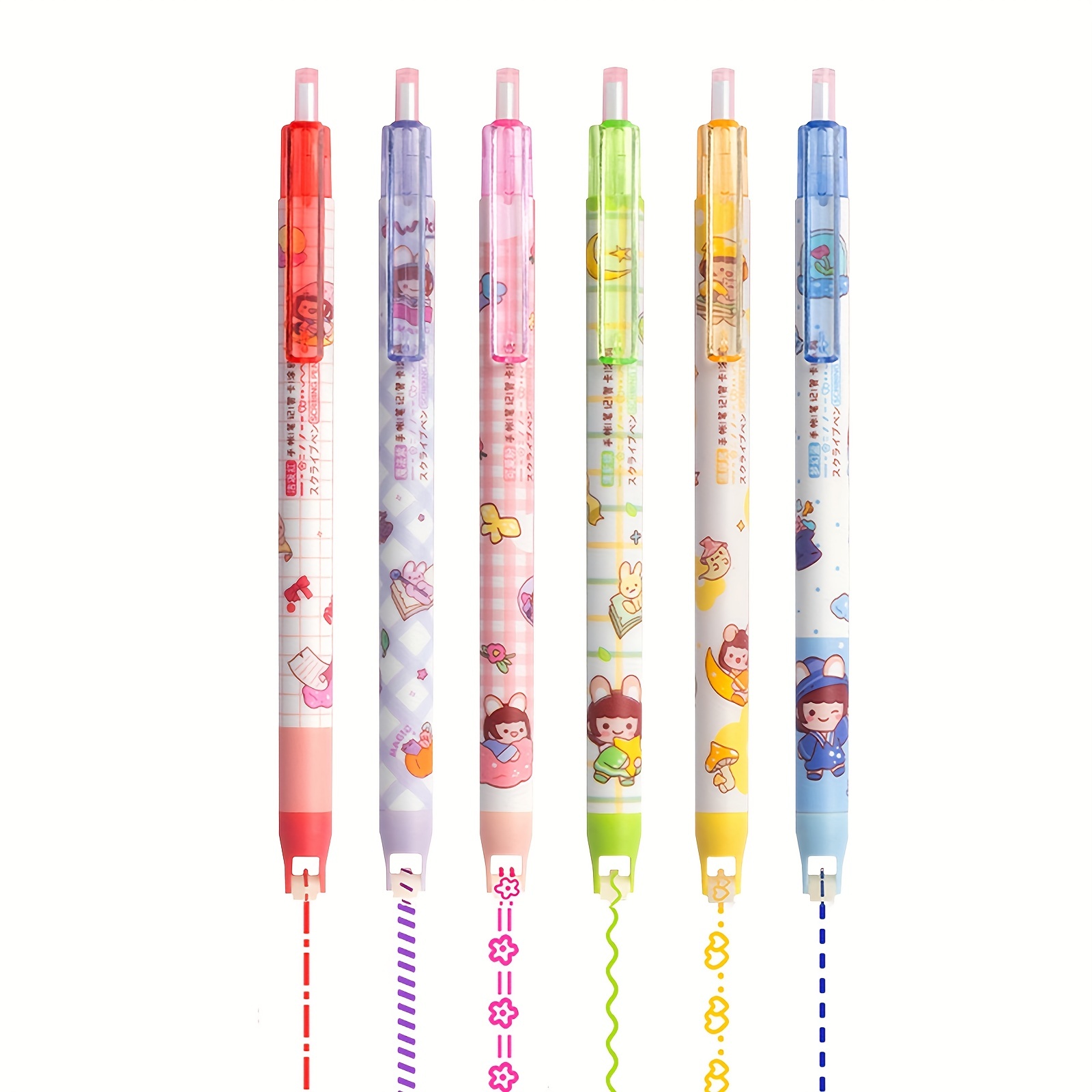 3/6pcs Colorful Cute Pattern Lace Quick Dry Highlighter Linear Pens For  Marking Decoration Material Handmade Craft DIY