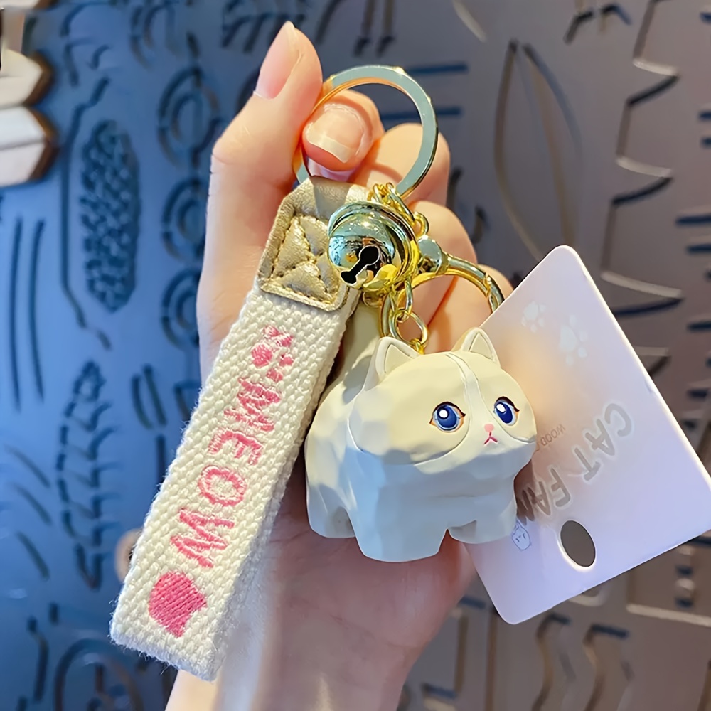 Cute Cat Bracelet Keychain Kawaii Animal Wristlet Key Chain Ring