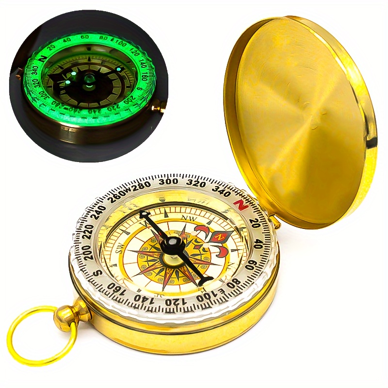 1pc G50 Pure Copper Pocket Watch Style Compass Multifunctional Outdoor  Mountaineering Tool Luminous Dial Protective Cover - Sports & Outdoors -  Temu