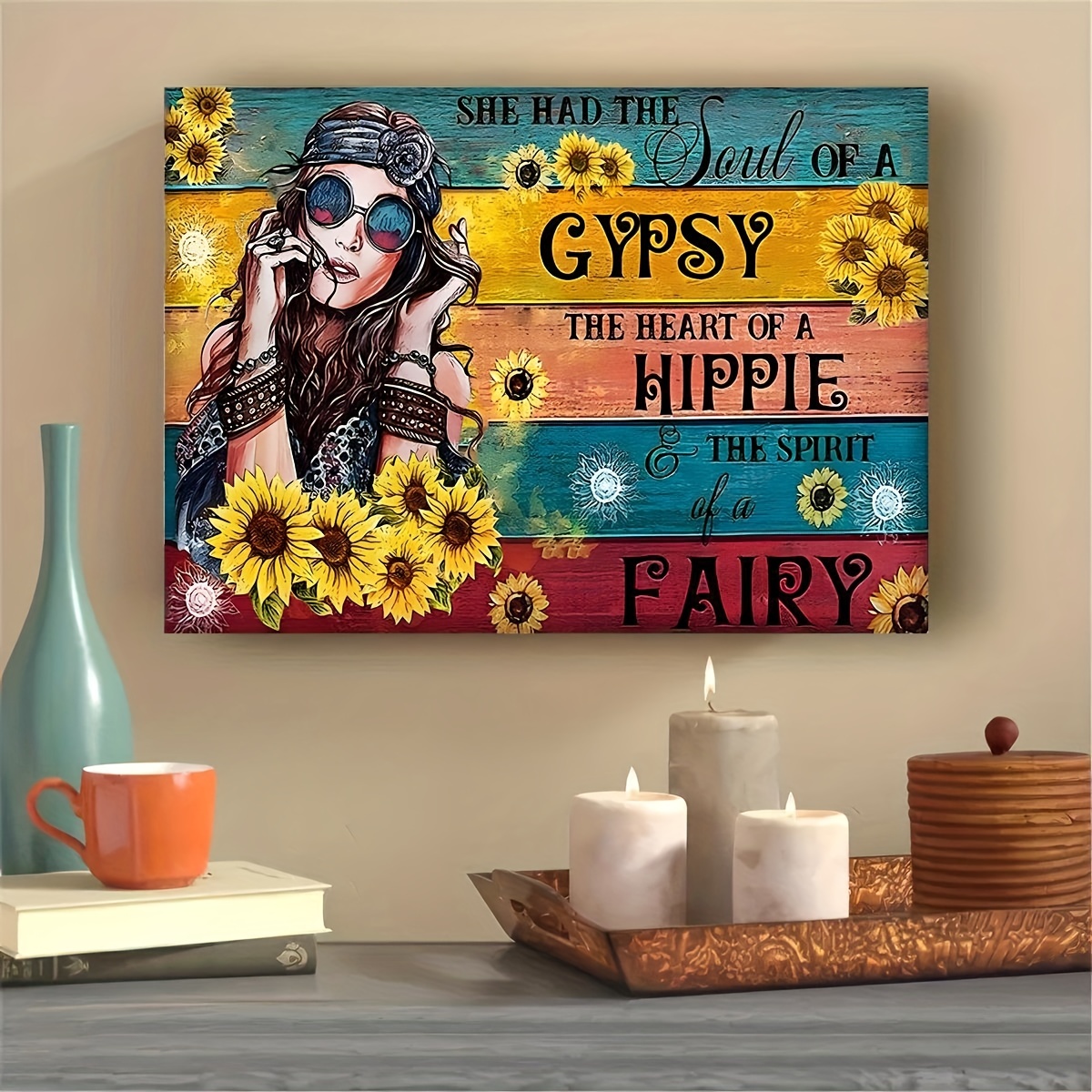 Flowers Canvas Painting She Had The Soul Of A Gypsy The - Temu