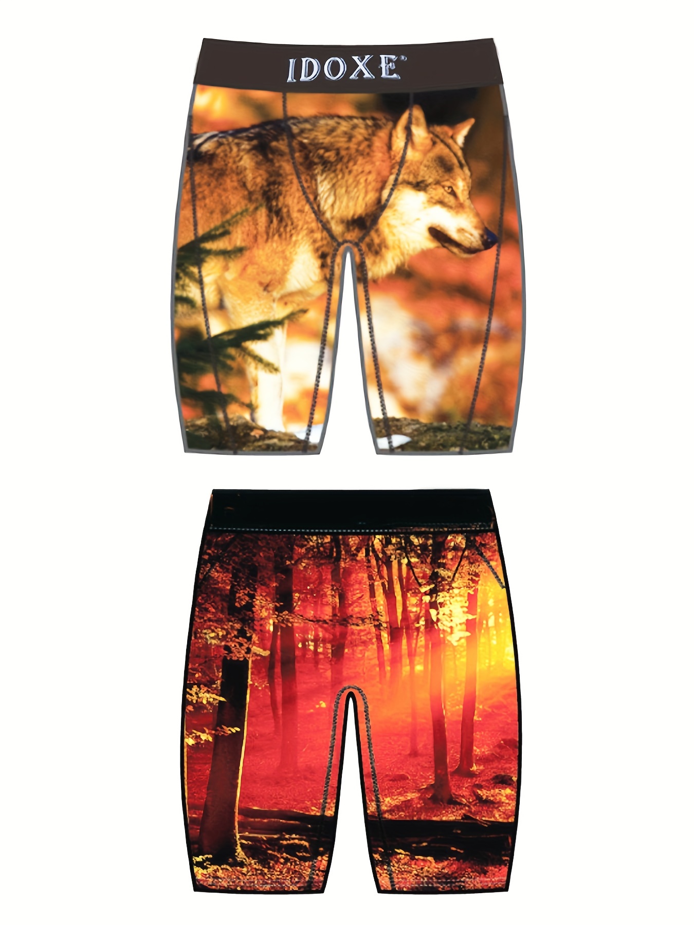 Boxer Brief Men 3D Wolf Funny Underwear Cotton Blend Seamless Mid-Waist  Soft 1Pc