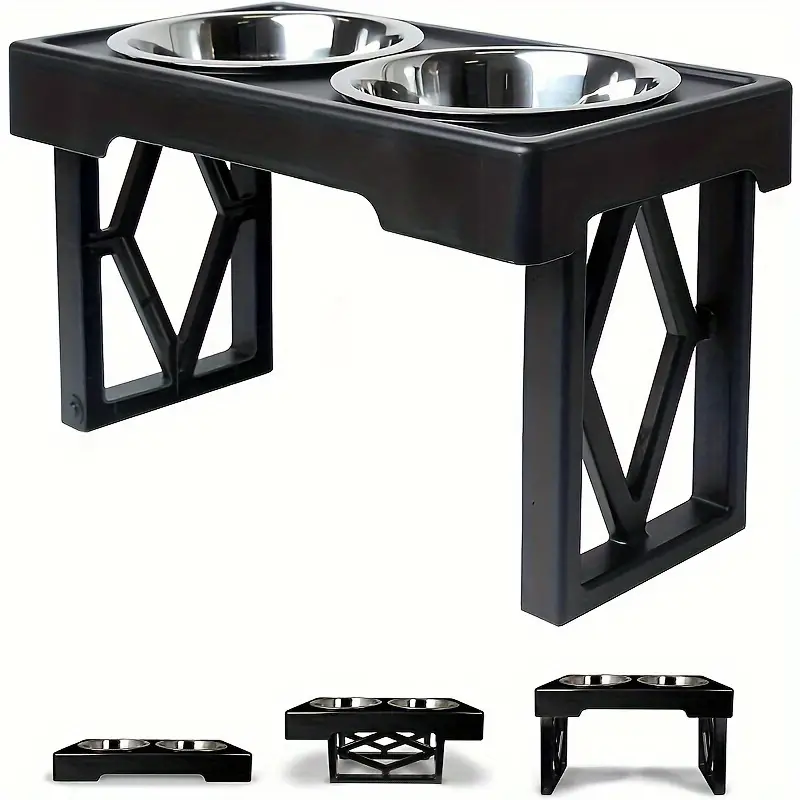 Elevated Dog Feeder Stand With 2 Stainless Steel Bowls, Non-slip 4 Height  Adjustable Dog Feeding Bowls Reduces Neck Strain And Improves Digestion -  Temu