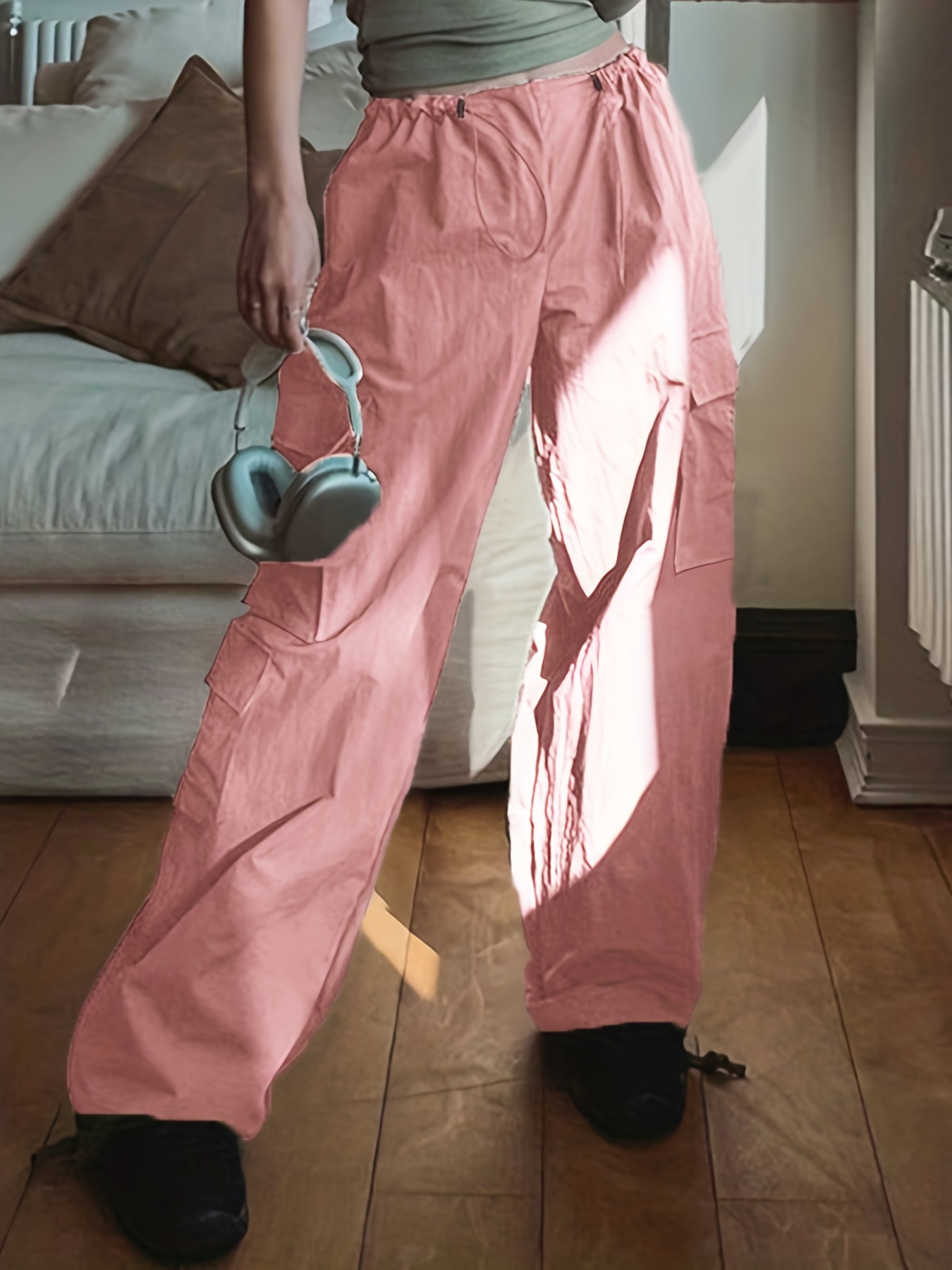 Y2K カーゴパラシュートパンツ カジュアルバギーパンツ 婦人服 - Temu