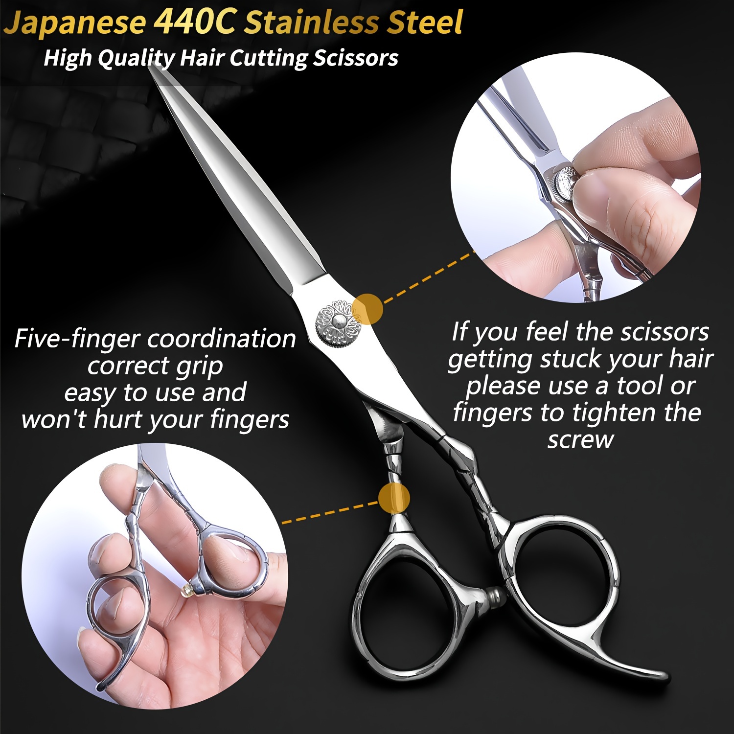 Hair Cutting Scissors,Professional Hair Scissors 6.5 inch Right-Hand Razor  Edge Barber Scissors Salon