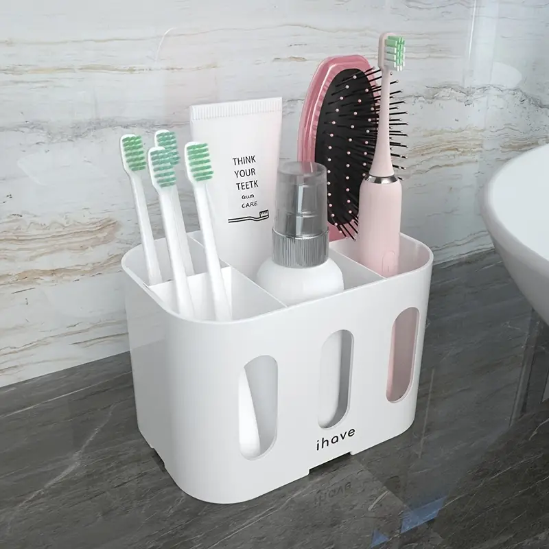 Toothbrush Holder Set For Bathroom, Tooth Brush Holder Bathroom Organizer  Countertop, Electric Tooth Brushing Holder With 5 Slots And 2 Hanging  Holes, White, Green - Temu
