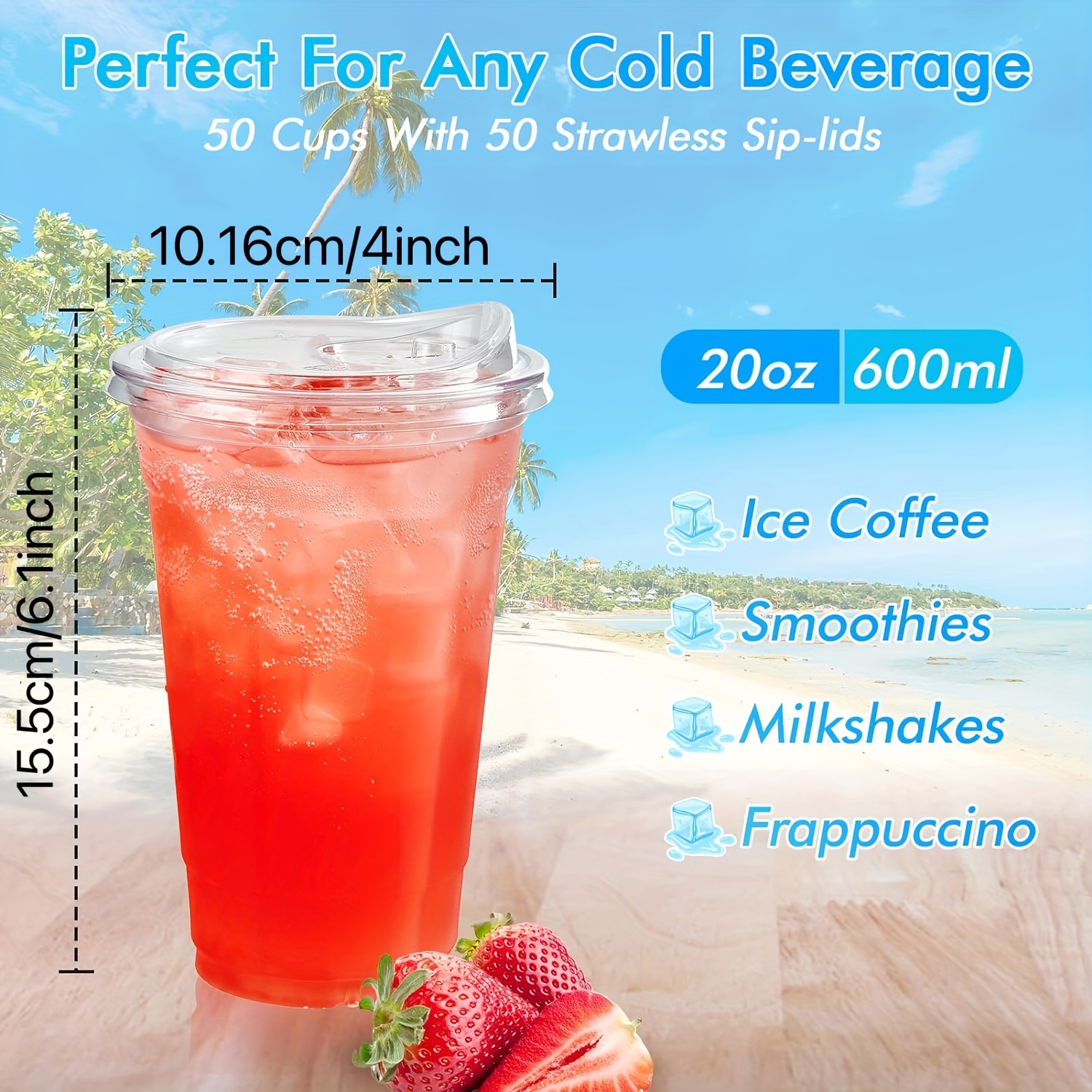 Clear Plastic Cups For Iced Coffee Cold Beverages And - Temu