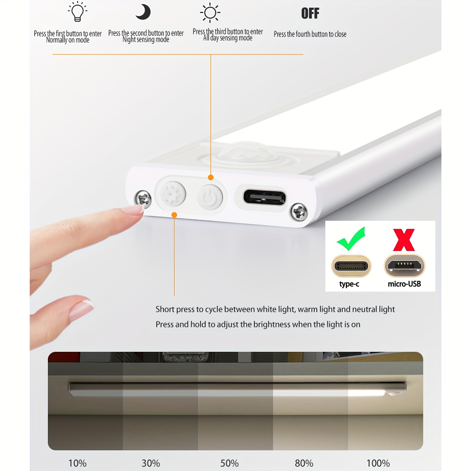 Luci Led Sottopensile Wireless 2 Pezzi Illuminazione - Temu Italy