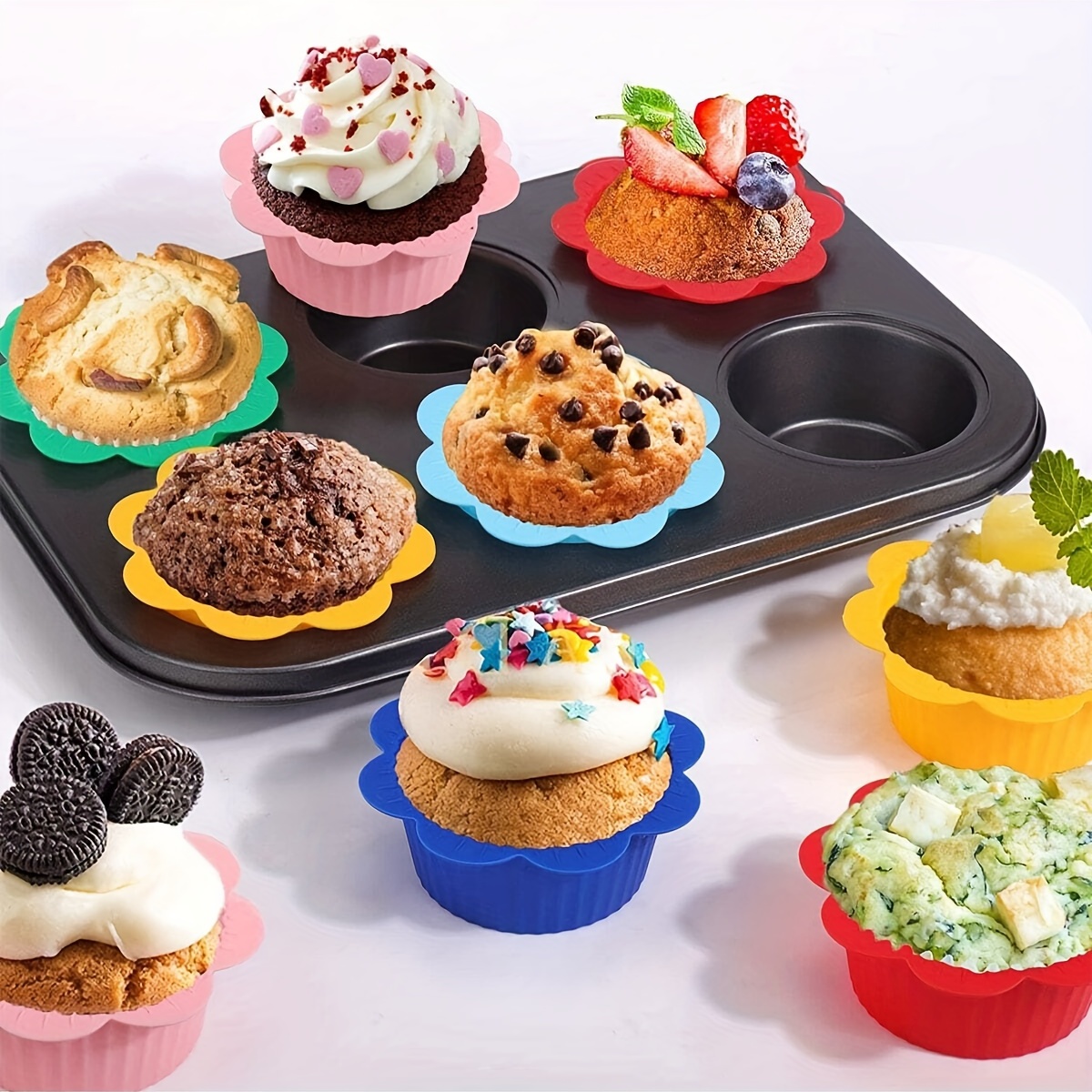 Muffin Cup Cake Mold Flower Shaped Muffin Cup Mold Silicone - Temu