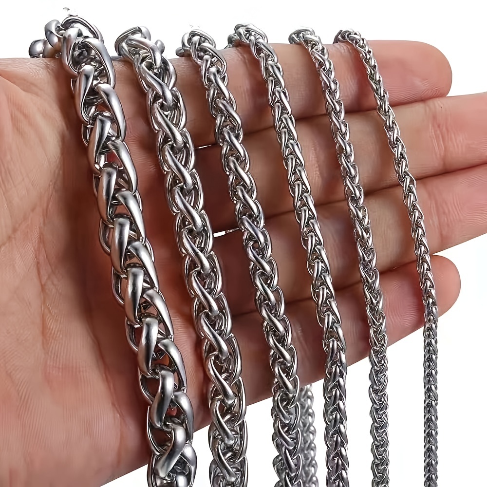 6 mm Silver-Tone Stainless Steel Cuban Chain Necklace
