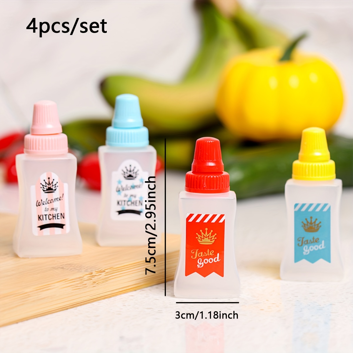 NUOLUX 4pcs Mini Condiment Squeeze Bottles Leakproof Mini Ketchup Sauce  Bottles