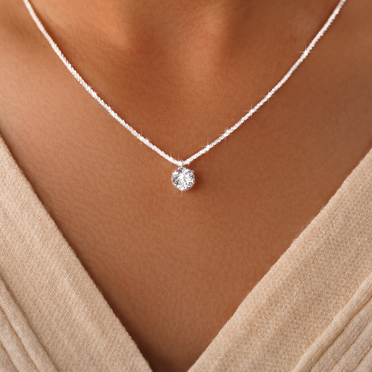 TEMU Weight 3.3g, Moissanite: 1ct 1pc Sparkling 1ct Moissanite Pendant Necklace For Women S925 Pure Silvery Wedding Promise Necklace Eternal Necklace Day Valentine's Day Luxury Women's Jewelry Gift