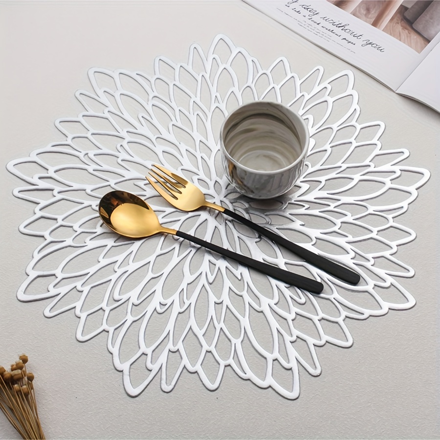 Pvc Round Placemats, Cup Coasters, Table Mats With Stylish Faux Leather And  Creative Edging Placemat, Home Decoration - Temu