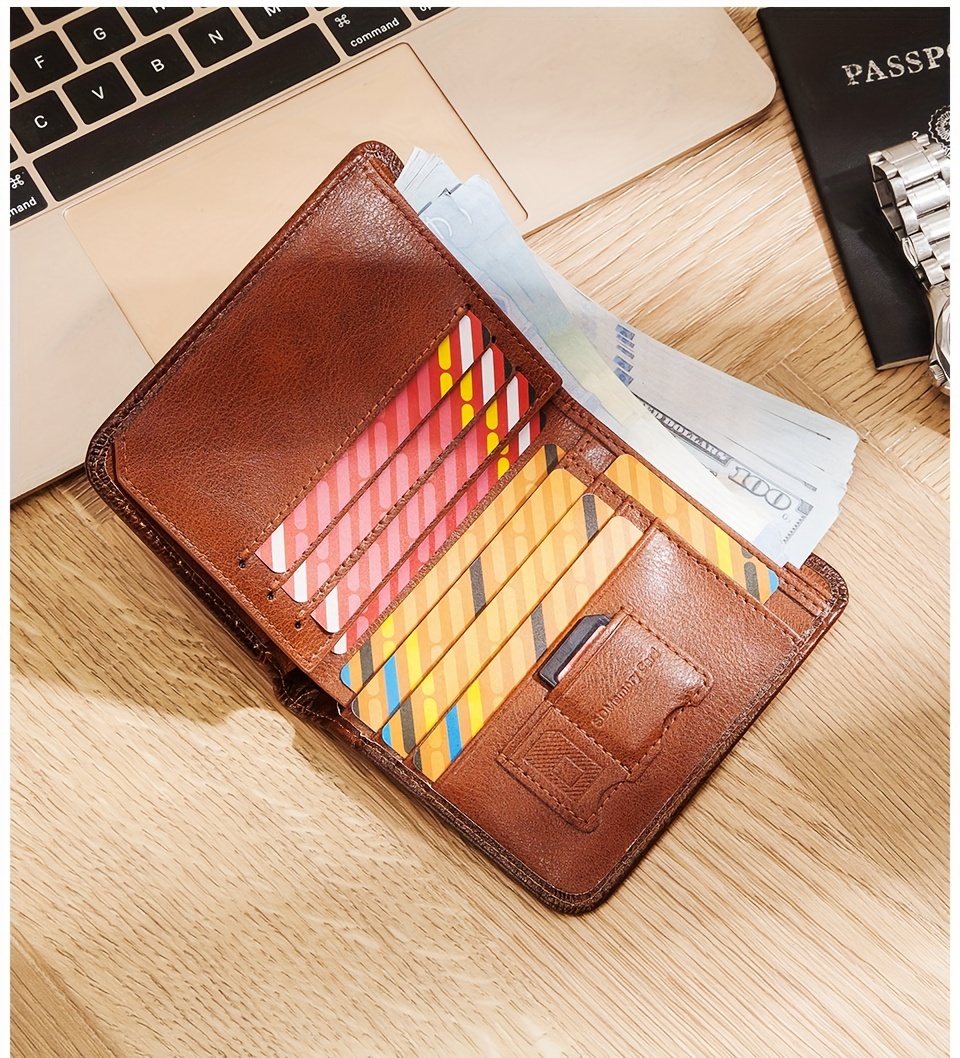 Genuine Cow Leather Wallet Men Card Holder Pocket Money Handmade