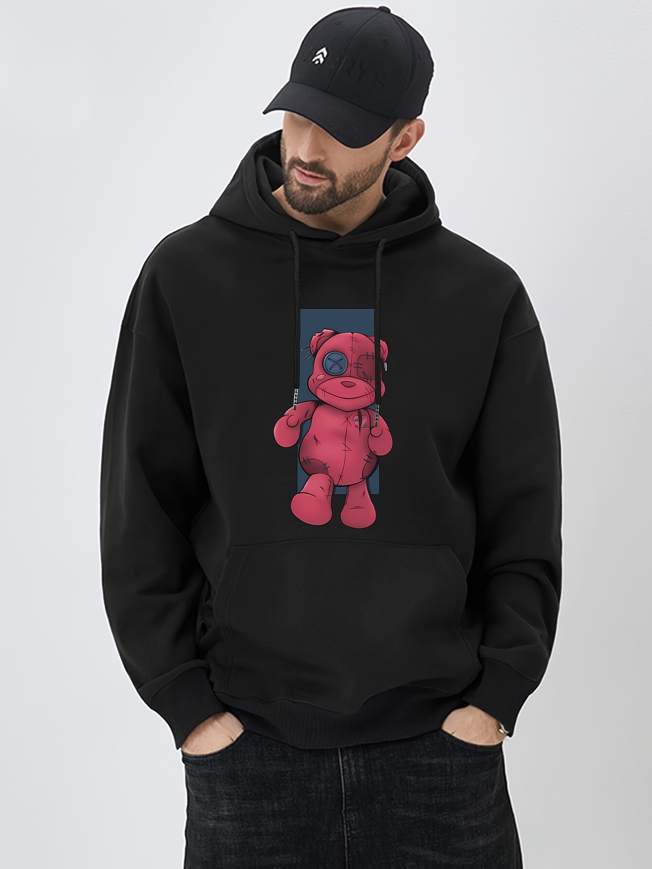 Stylish Teddy Bear Print Hoodie Cool Hoodies Men Men's - Temu Canada