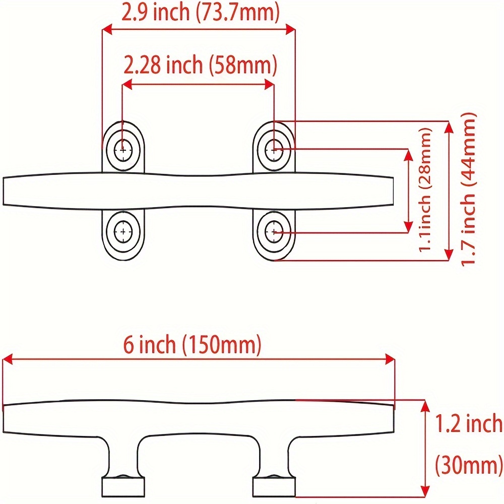 2 Pack 15 24 Cm Stainless Steel Dock Cleat With Screws