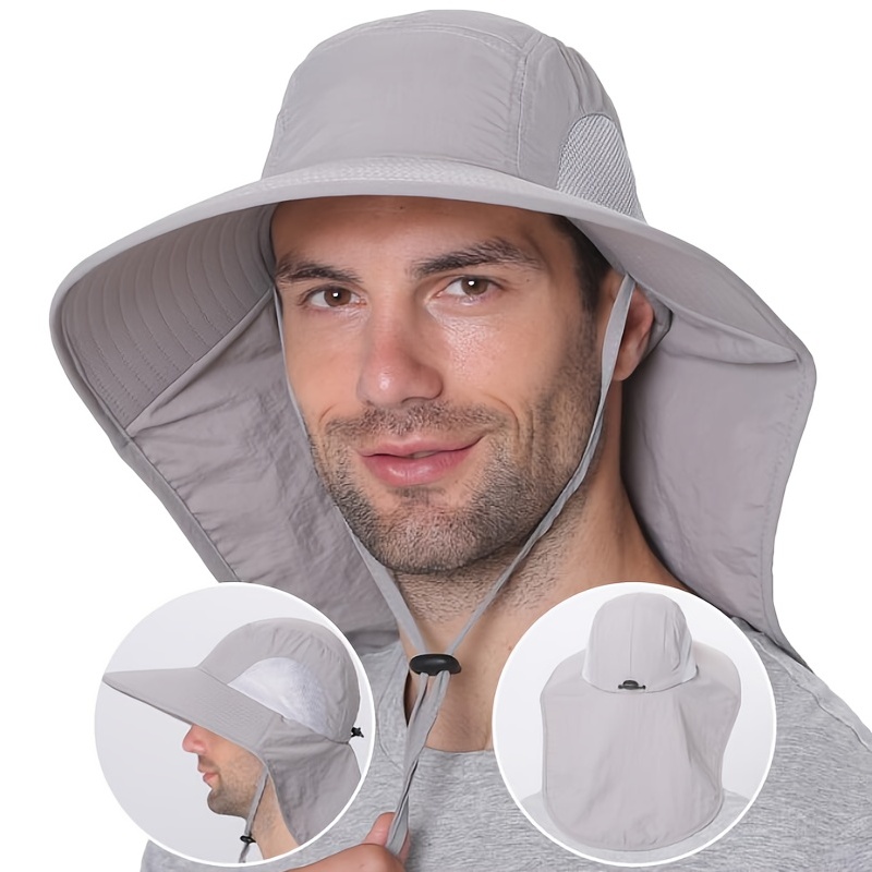 Seektop sombrero de pesca con solapa para el cuello para hombres/mujeres,  sombrero de ala ancha impermeable sombrero de sol con protección UV
