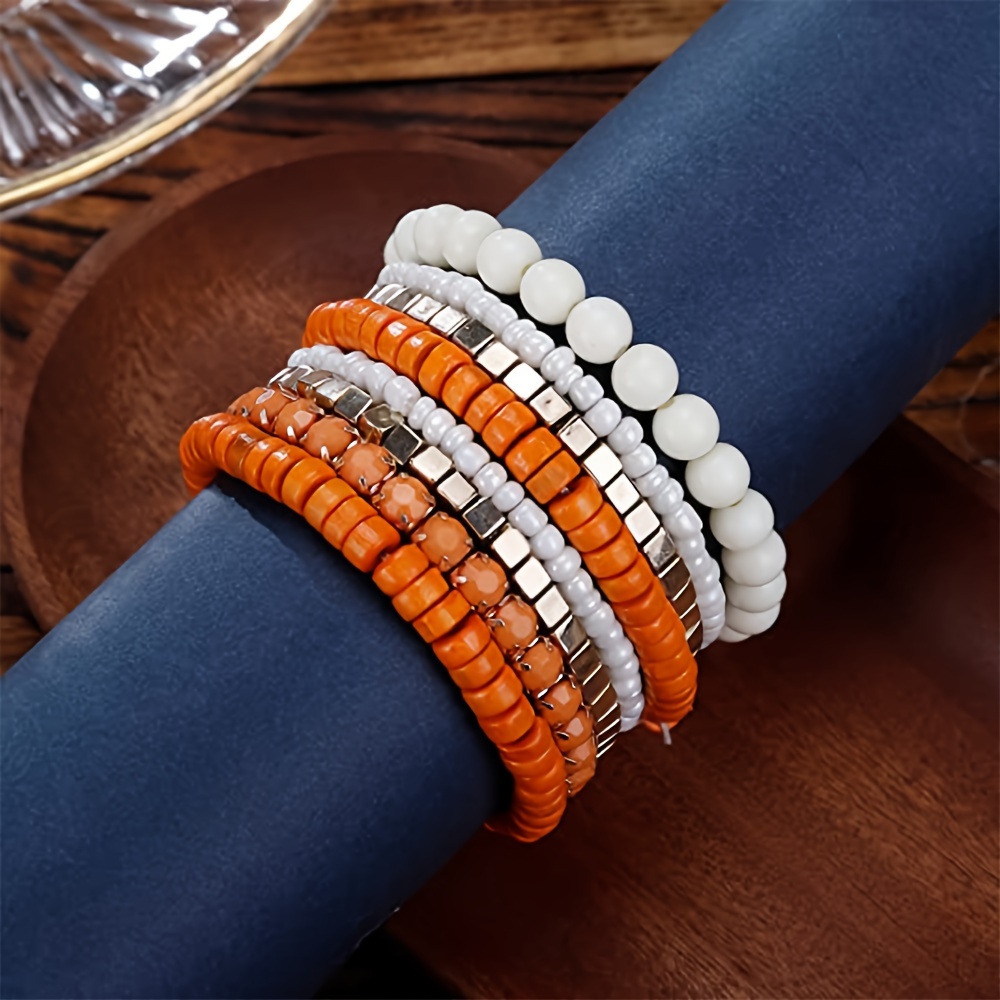 Bohemian Stackable Beaded Bracelets Boho Multilayered - Temu