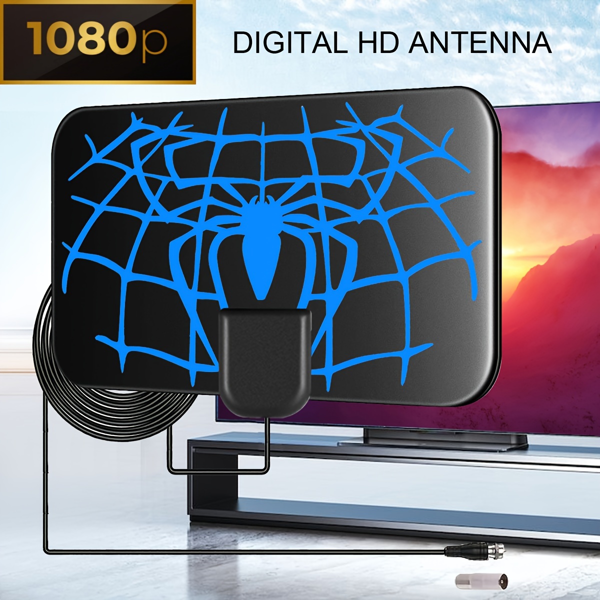 Antena de TV digital HD para interiores, 350 millas de largo alcance con  amplificador incorporado, cable coaxial de 16.4 pies de largo, antena  digital