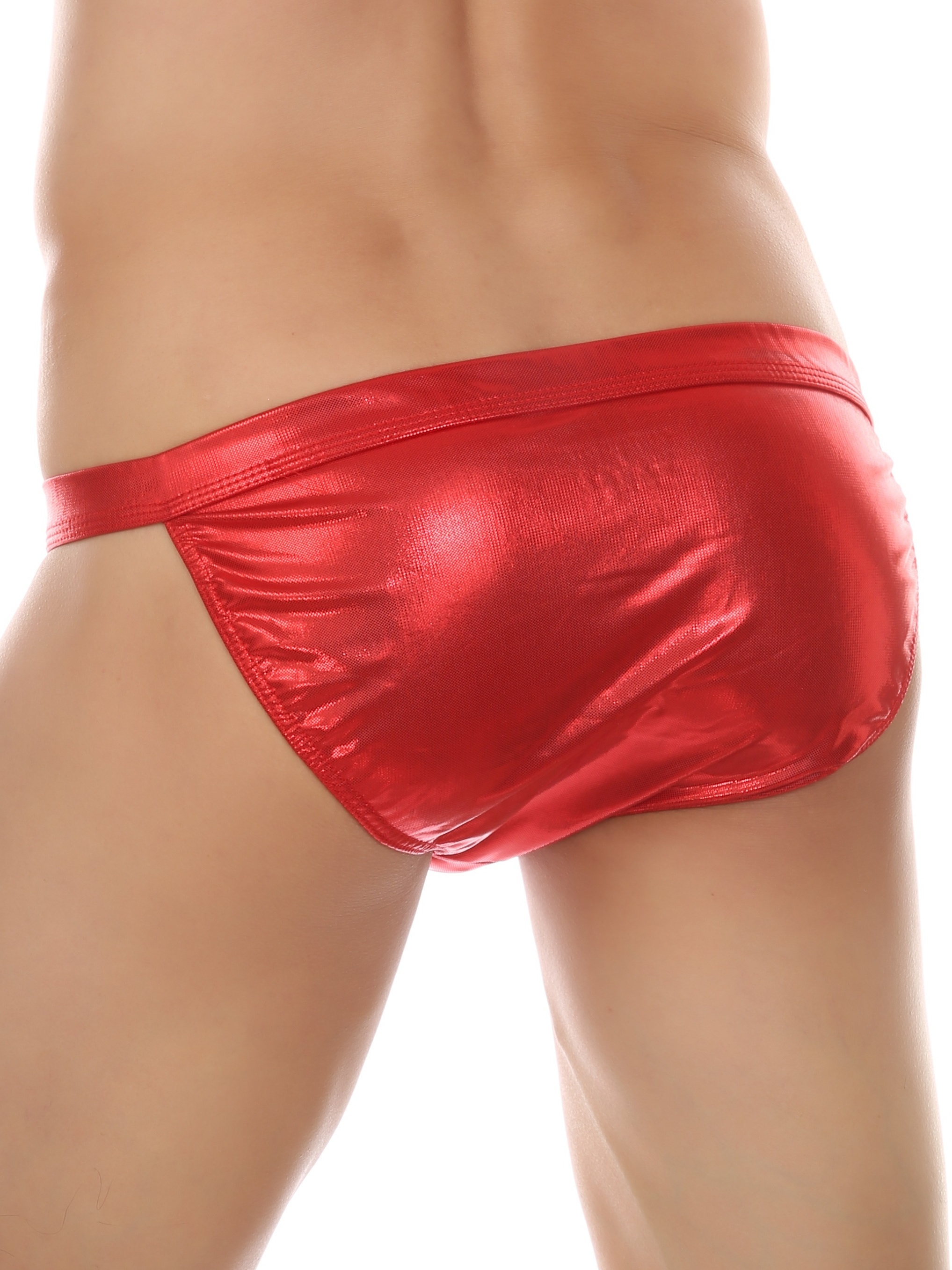 Sexy Men Latex Briefs Shorts Solid Color Rubber Underwear Pants