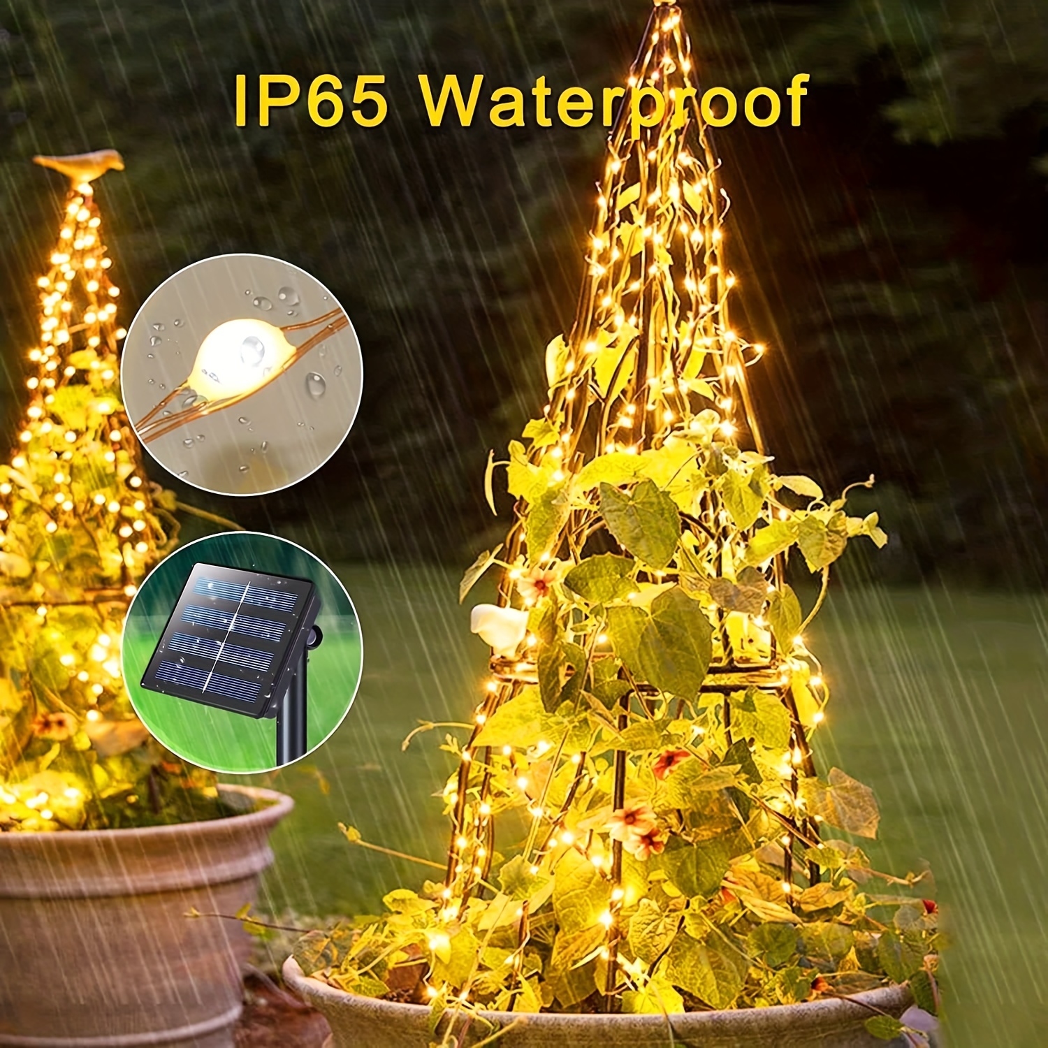 1pc 10 strands 200 led solar powered twinkle firefly bunch lights waterproof 8 lighting modes string lights decorative vine solar lights for outdoor garden christmas tree christmas halloween decorations details 7