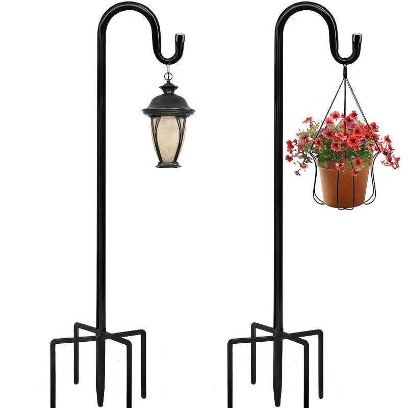 

Portant décoratif 160 cm de haut (63 po) et 0,85 cm d'épaisseur (1/3 po), portant avec crochet réglable résistant à la rouille pour lampe solaire d'extérieur, lanterne, panier de fleurs, nichoir
